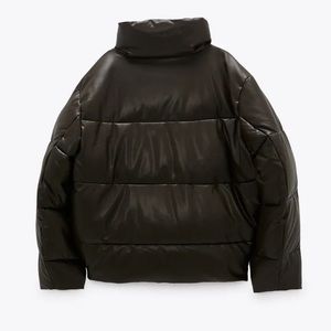 Zara Faux Leather Puffer Jacket